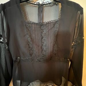 BCBG Max Azria sheer see through black blouse size 2.